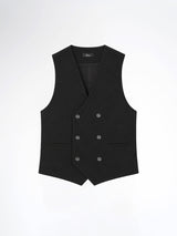 Double Row Button Vest - Black
