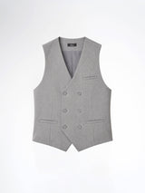 Double Row Button Vest - Grey Plain