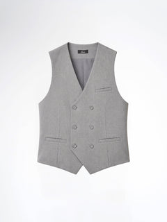 Double Row Button Vest - Grey Plain