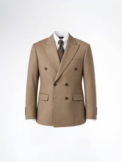 Double Breasted Suit Blazer - Ash Khaki (Regular Fit)