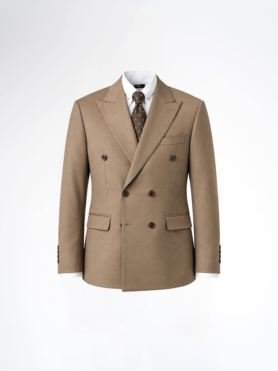 Double Breasted Suit Blazer - Ash Khaki (Regular Fit)
