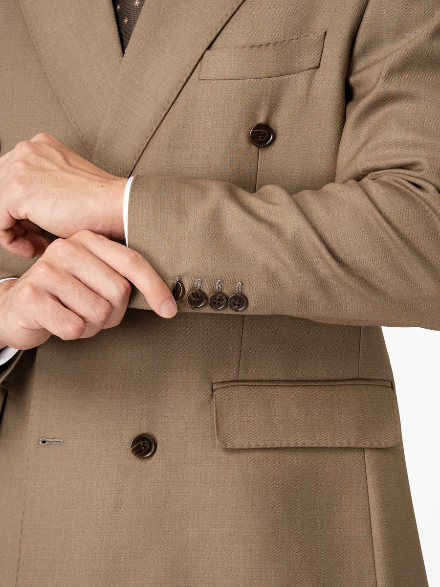 Double Breasted Suit Blazer - Ash Khaki (Regular Fit)