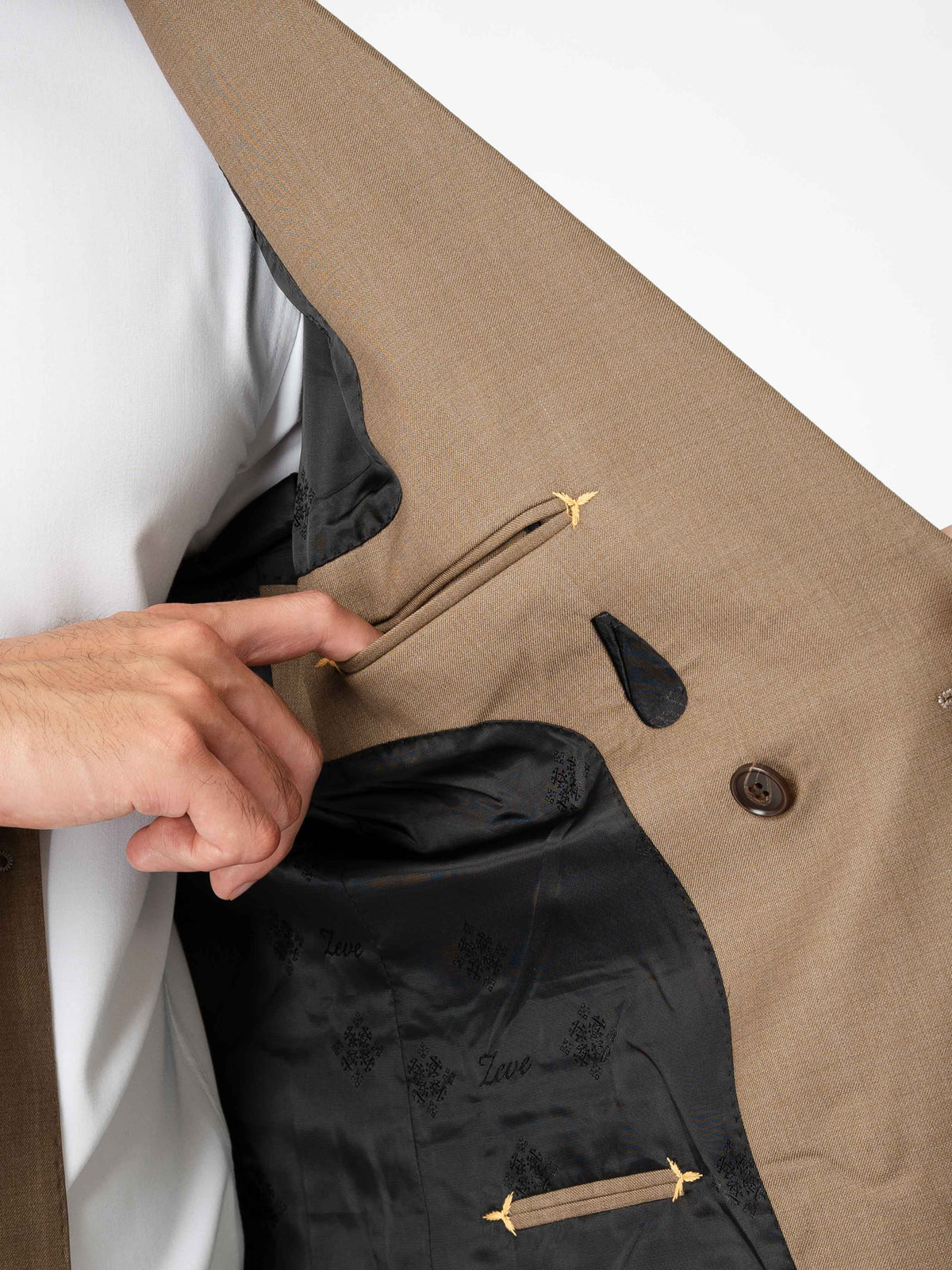 Double Breasted Suit Blazer - Ash Khaki (Regular Fit)