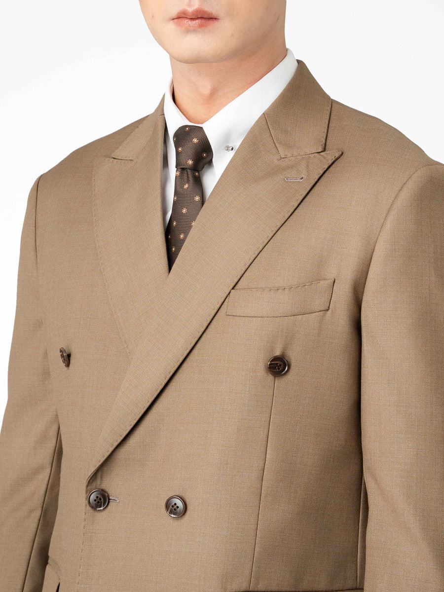 Double Breasted Suit Blazer - Ash Khaki (Regular Fit)