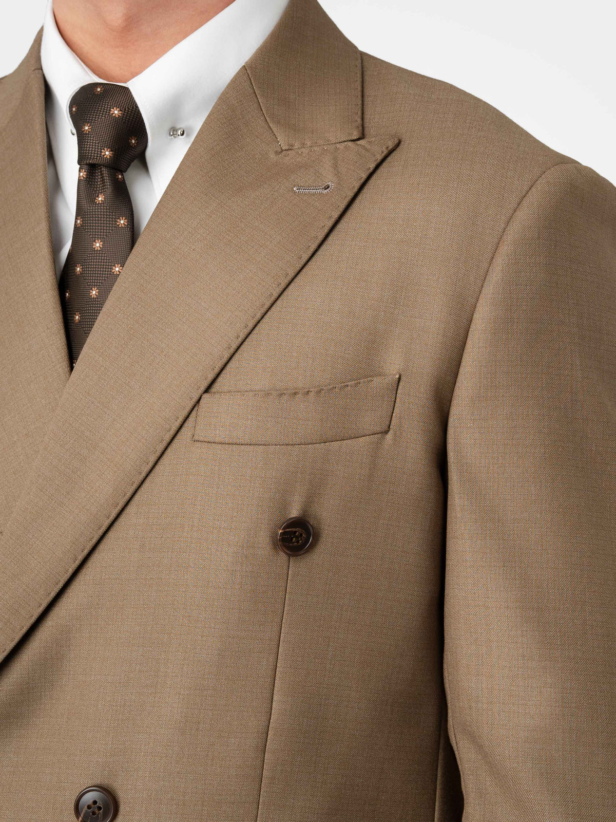 Double Breasted Suit Blazer - Ash Khaki (Regular Fit)