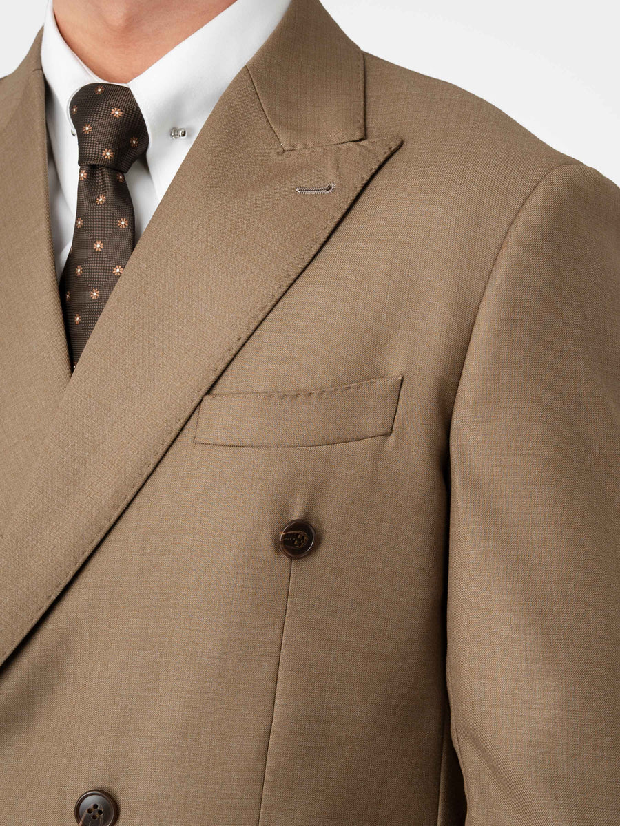 Double Breasted Suit Blazer - Ash Khaki (Regular Fit)