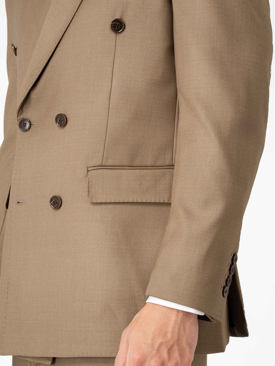 Double Breasted Suit Blazer - Ash Khaki (Regular Fit)