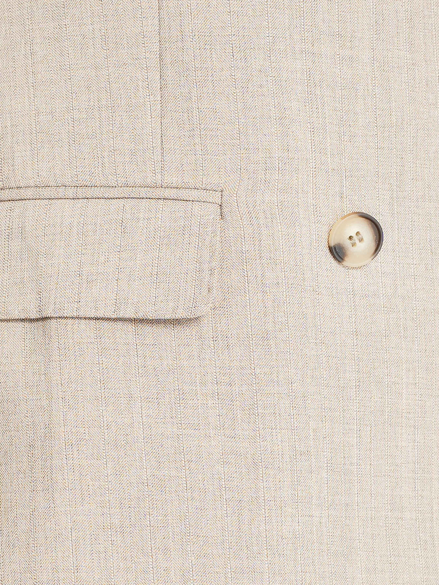 DoubleBreastedSuitBlazerAshSand_PeakLapel_Material - Zeve