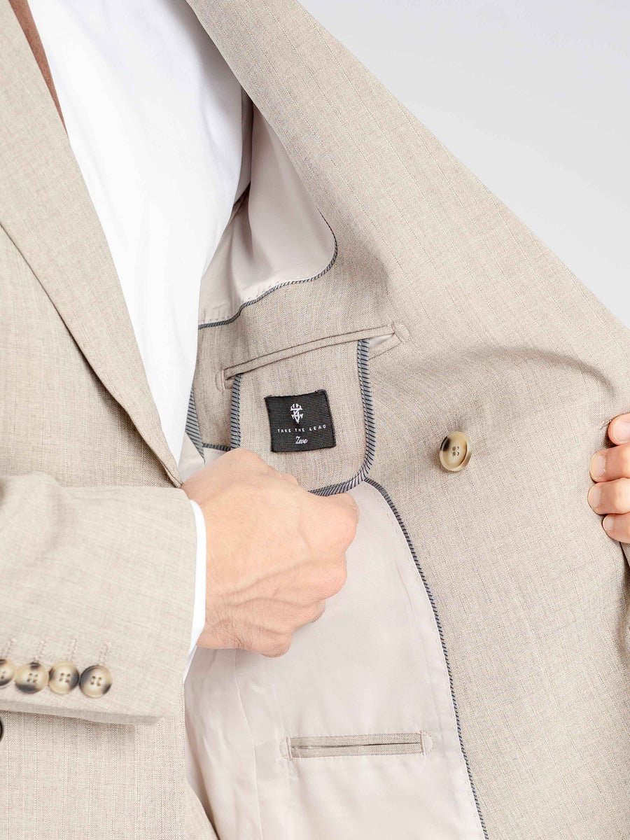 DoubleBreastedSuitBlazerAshSand_PeakLapel_Pocket2 - Zeve