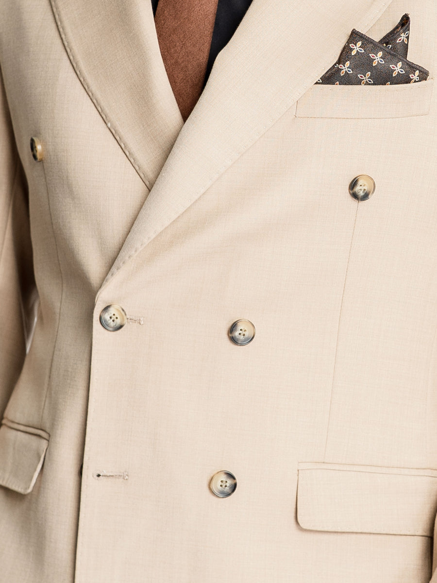 DoubleBreastedSuitBlazerCreamBeigePlain_PeakLapel_Button - Zeve