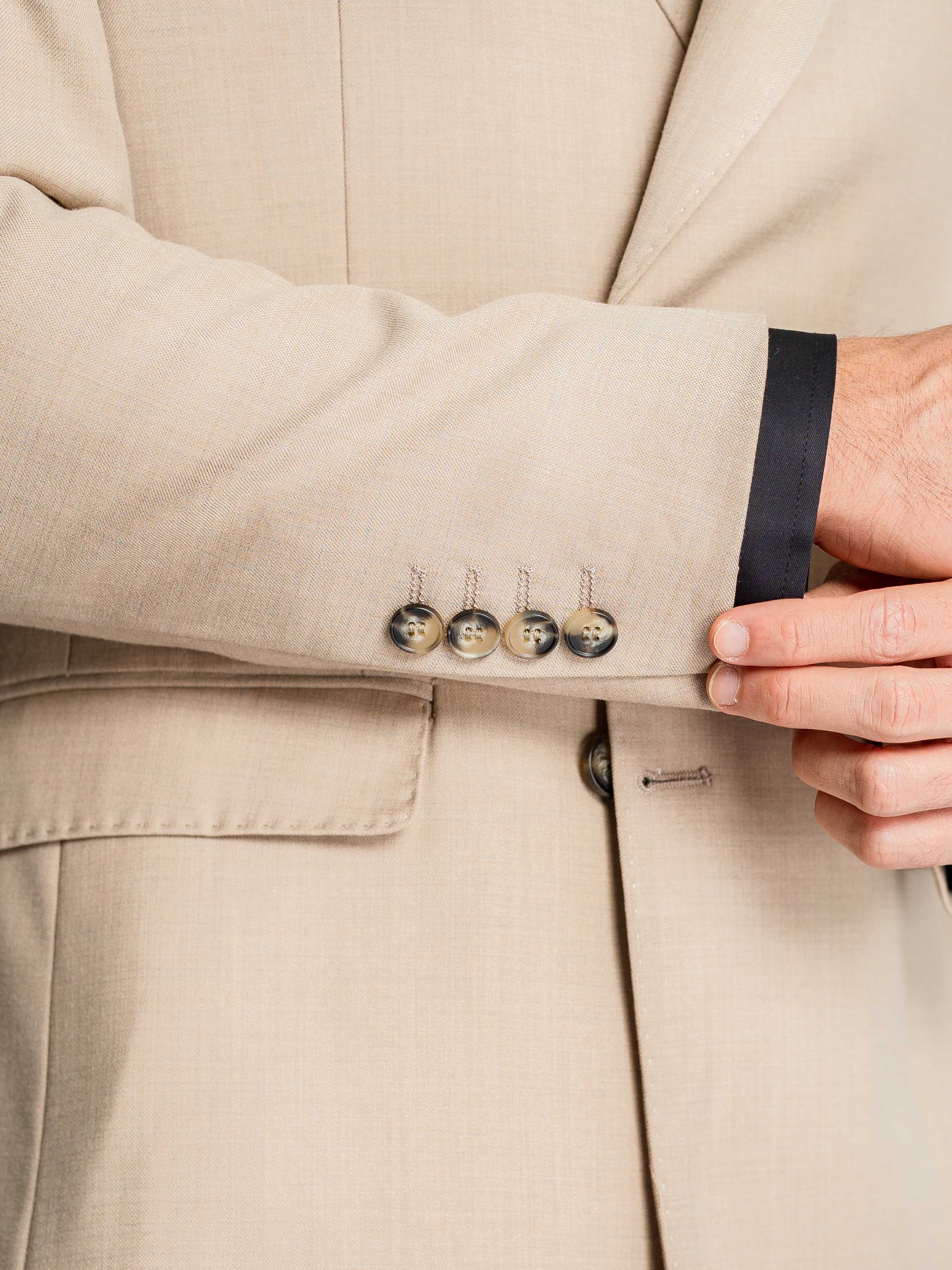 Double Breasted Suit Blazer – Cream Beige Plain (Peak Lapel)