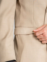 DoubleBreastedSuitBlazerCreamBeigePlain_PeakLapel_Pocket2 - Zeve