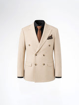 Double Breasted Suit Blazer – Cream Beige Plain (Slim Fit)