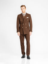 DoubleBreastedSuitBlazerDarkBrownGoldAccent_PeakLapel_2 - Zeve