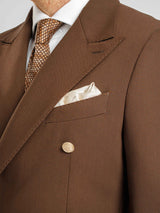 DoubleBreastedSuitBlazerDarkBrownGoldAccent_PeakLapel_8 - Zeve