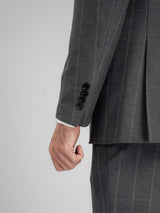 DoubleBreastedSuitBlazerDarkGreyWideStripesPeakLapelCuff - Zeve