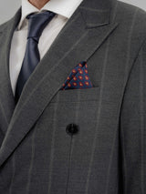 DoubleBreastedSuitBlazerDarkGreyWideStripesPeakLapelPocket - Zeve