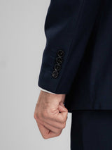 DoubleBreastedSuitBlazerDeepBluePlainPeakLapelCuff - Zeve