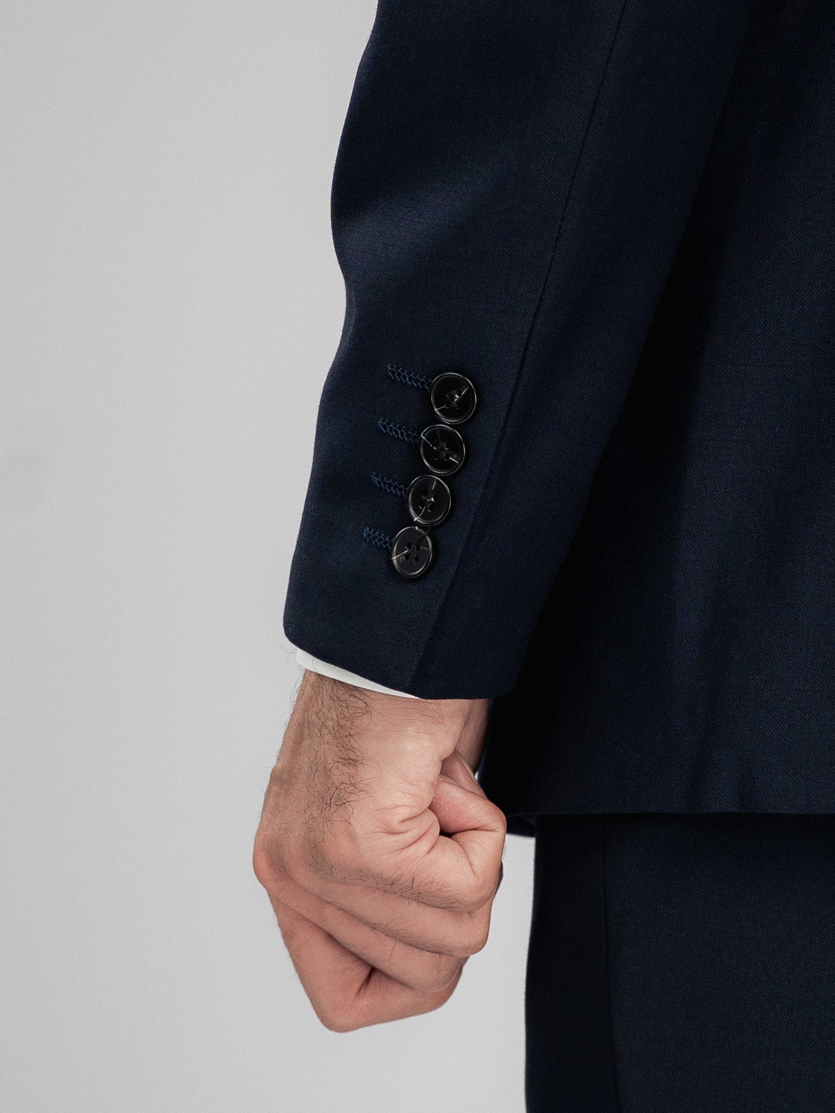 DoubleBreastedSuitBlazerDeepBluePlainPeakLapelCuff - Zeve
