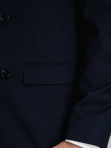 DoubleBreastedSuitBlazerDeepBluePlainPeakLapelSidePocket - Zeve