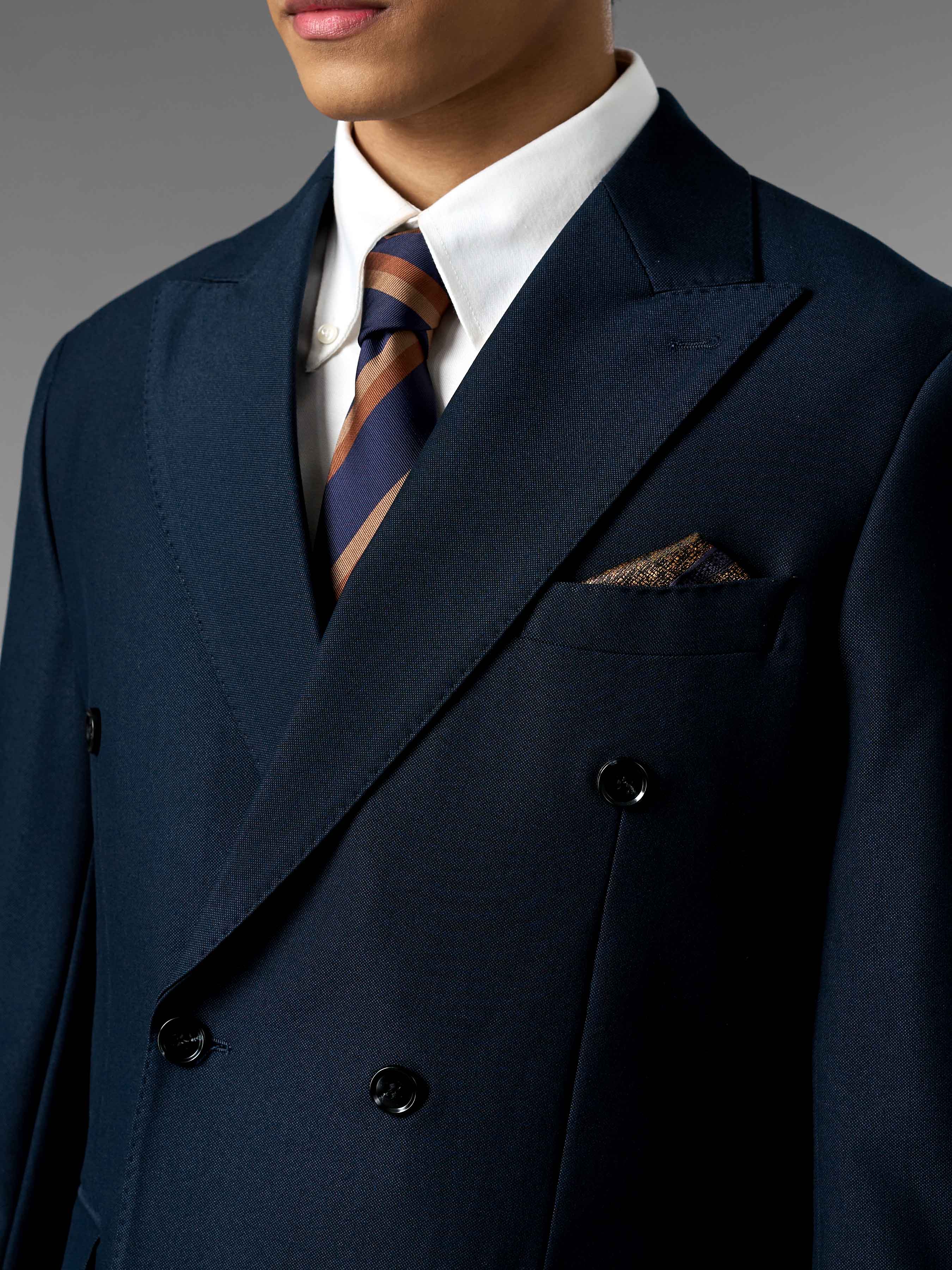 Double Breasted Suit Blazer - Deep Navy (Regular Fit)