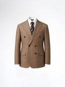Double Breasted Suit Blazer - Golden Khaki (Regular Fit)