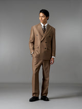Double Breasted Suit Blazer - Golden Khaki (Regular Fit)
