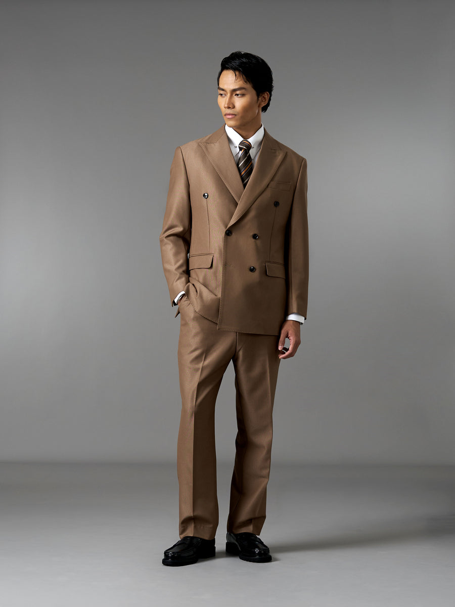 Double Breasted Suit Blazer - Golden Khaki (Regular Fit)