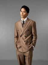 Double Breasted Suit Blazer - Golden Khaki (Regular Fit)