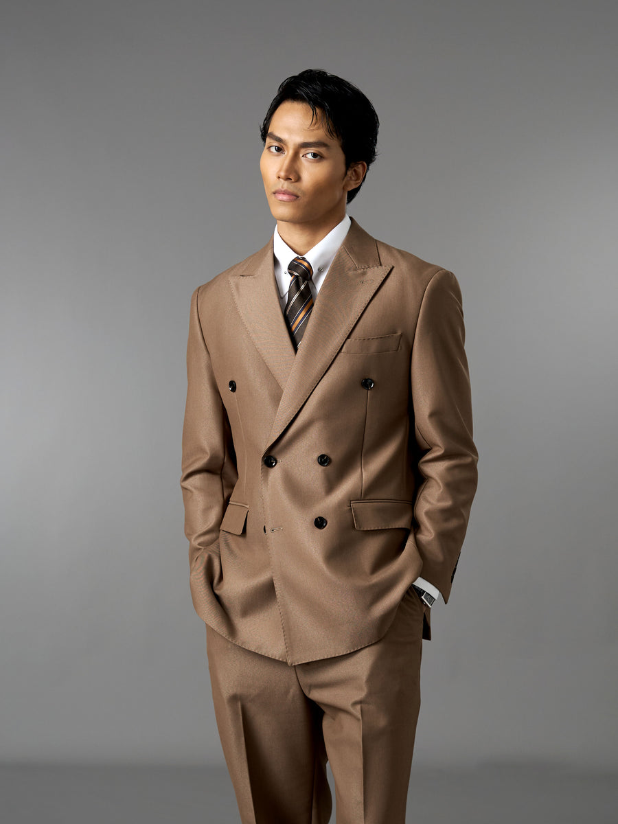 Double Breasted Suit Blazer - Golden Khaki (Regular Fit)