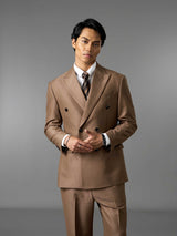 Double Breasted Suit Blazer - Golden Khaki (Regular Fit)