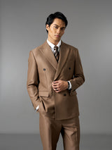 Double Breasted Suit Blazer - Golden Khaki (Regular Fit)