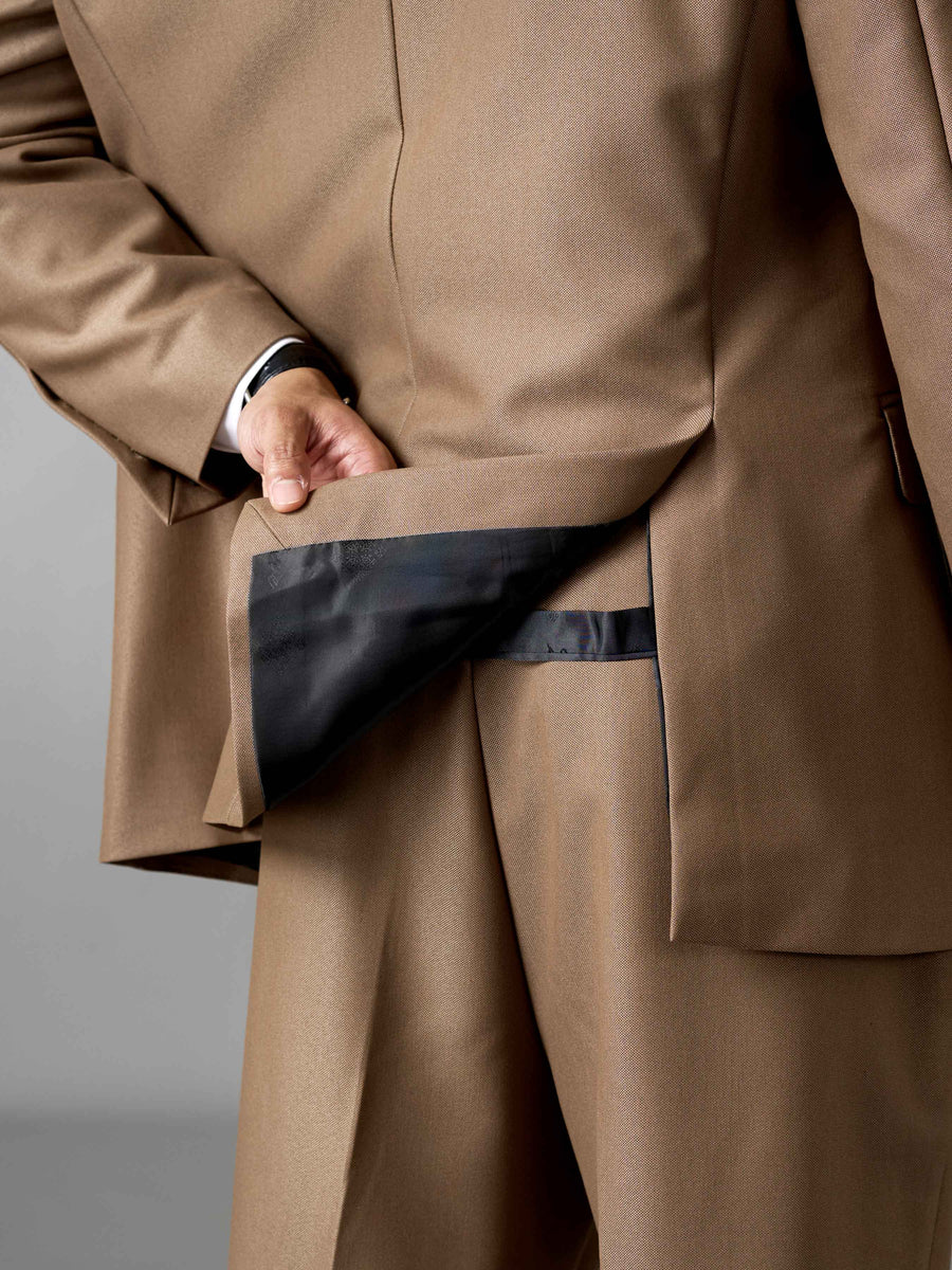 Double Breasted Suit Blazer - Golden Khaki (Regular Fit)