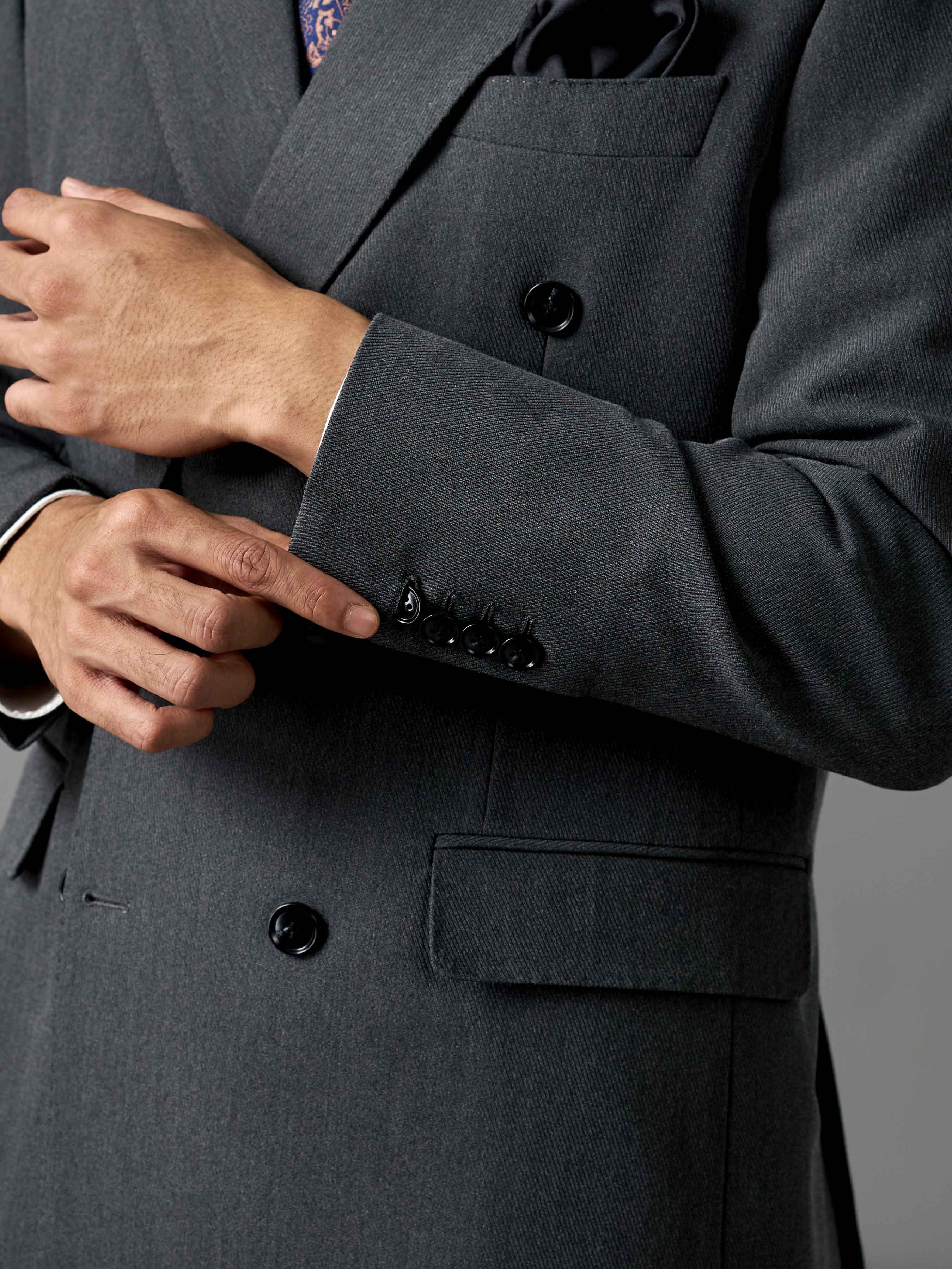Double Breasted Suit Blazer - Graphite Grey (Regular Fit)