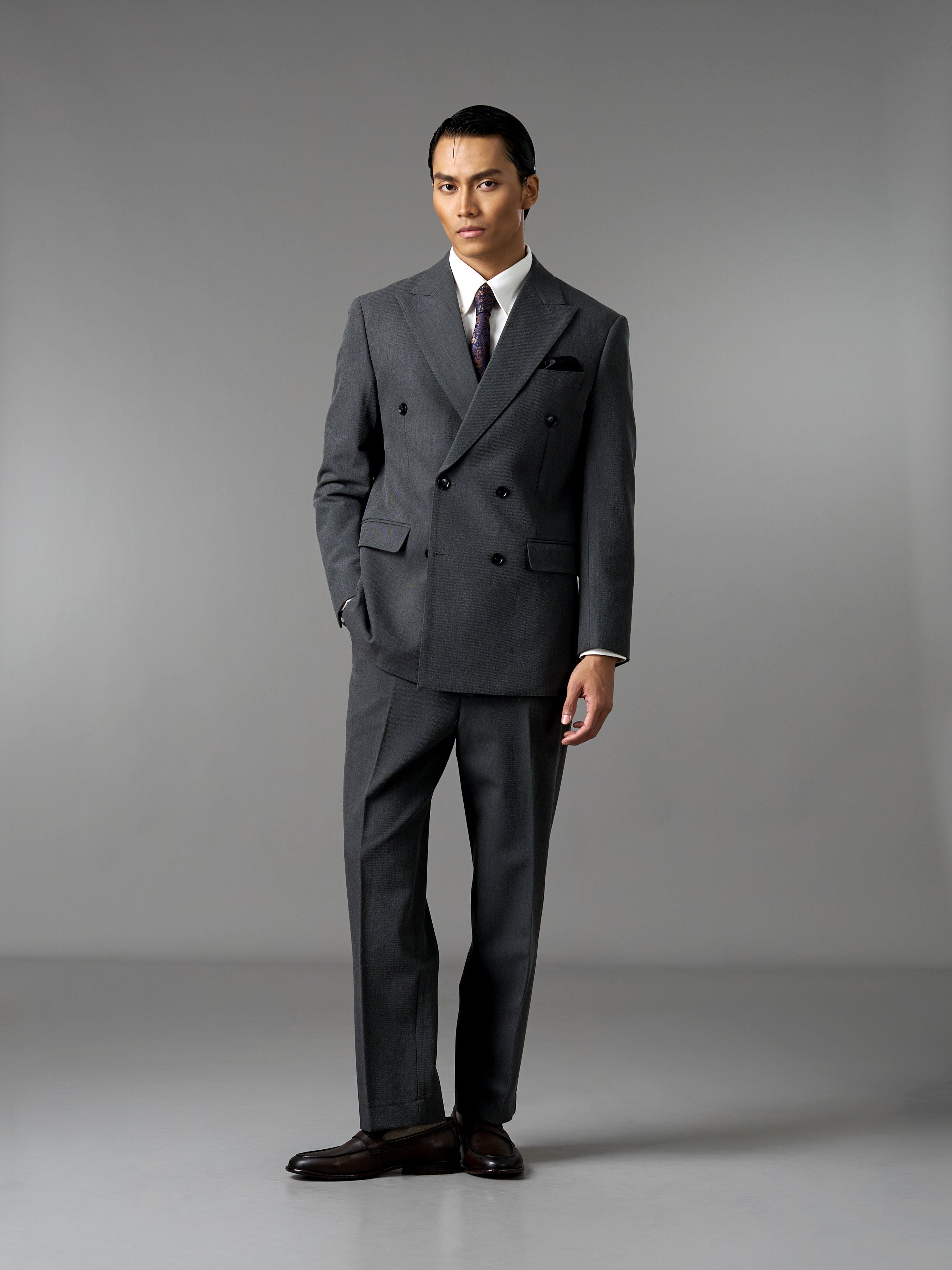 Double Breasted Suit Blazer - Graphite Grey (Regular Fit)