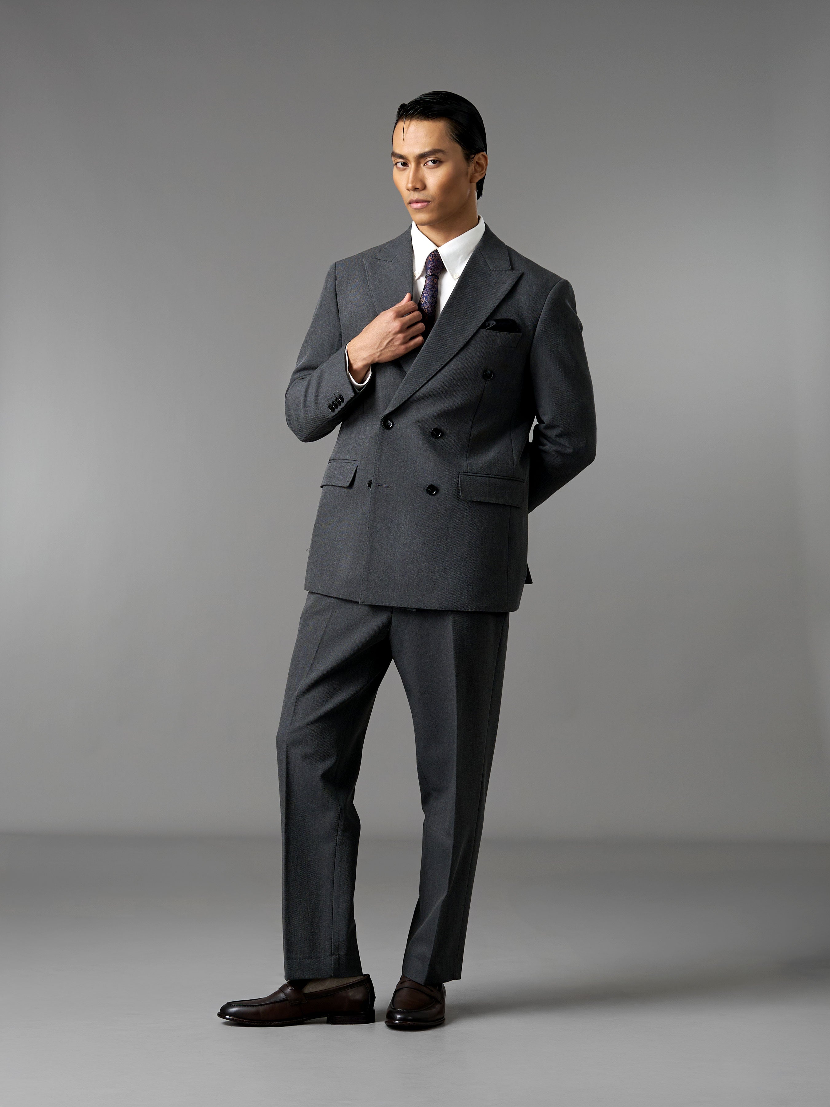 Double Breasted Suit Blazer - Graphite Grey (Regular Fit)
