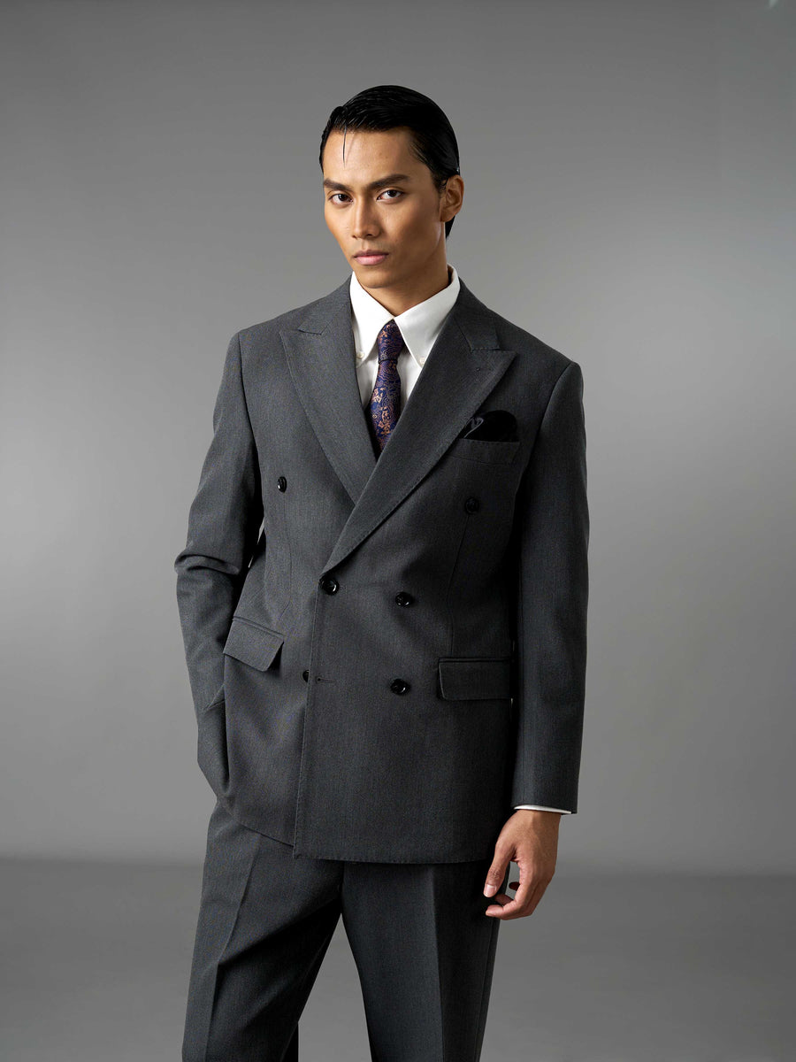 Double Breasted Suit Blazer - Graphite Grey (Regular Fit)