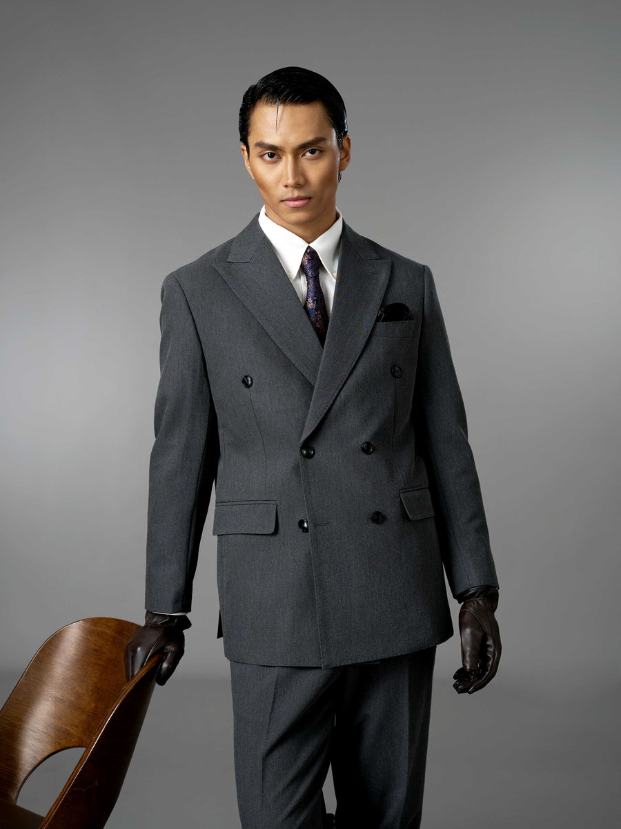 Double Breasted Suit Blazer - Graphite Grey (Regular Fit)