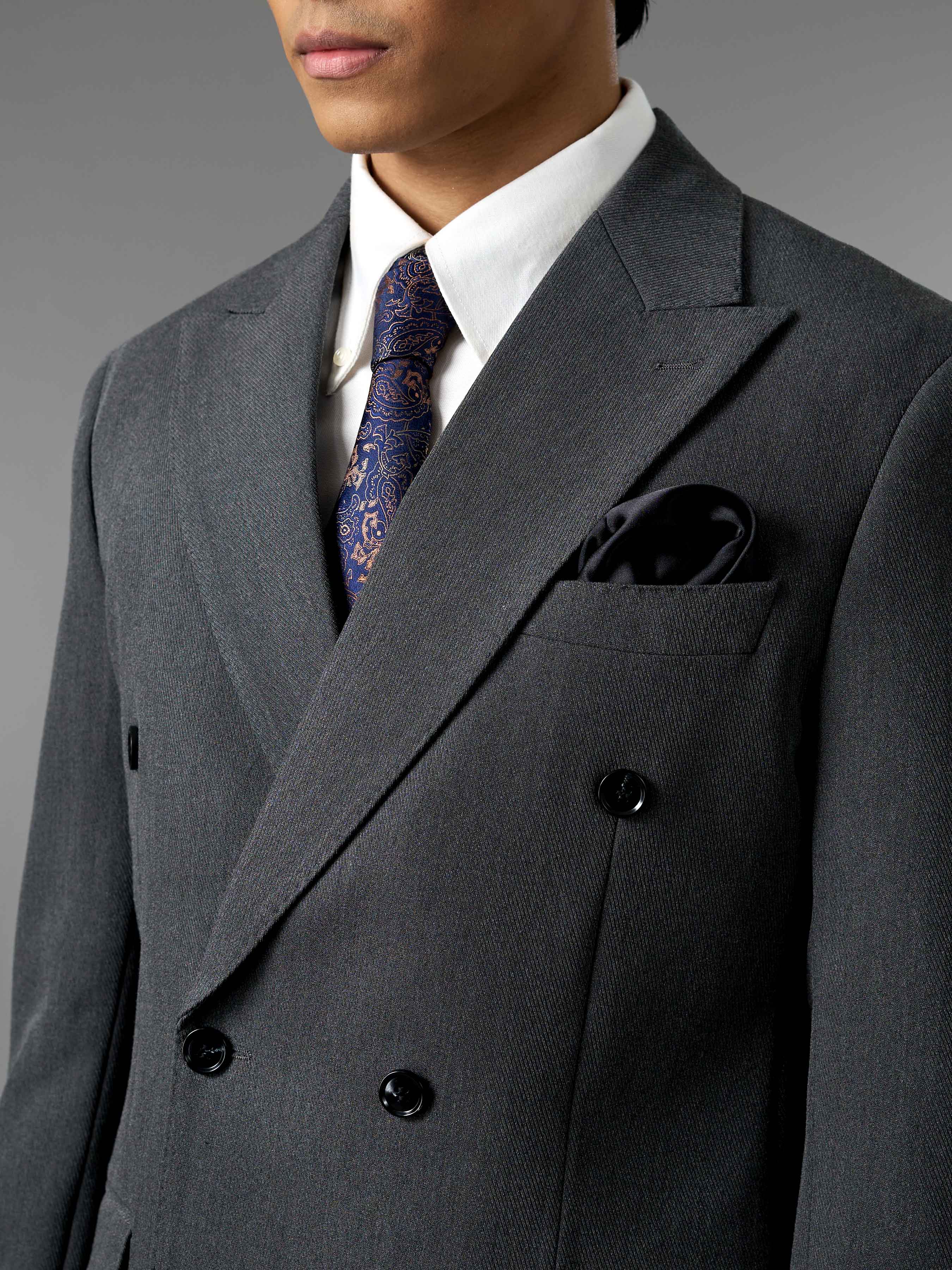 Double Breasted Suit Blazer - Graphite Grey (Regular Fit)