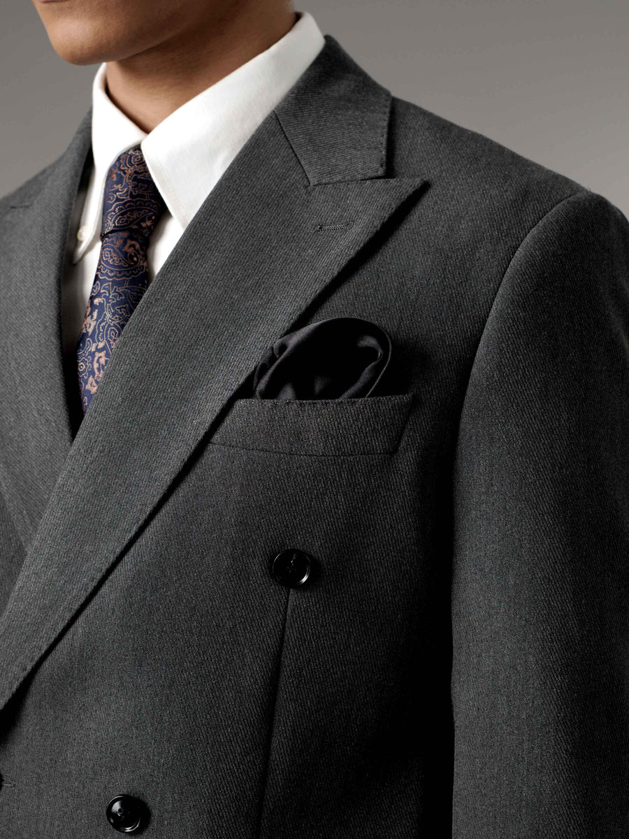 Double Breasted Suit Blazer - Graphite Grey (Regular Fit)