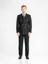 DoubleBreastedSuitBlazerJetBlackGoldAccent_PeakLapel_2 - Zeve