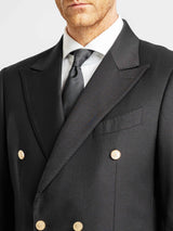 DoubleBreastedSuitBlazerJetBlackGoldAccent_PeakLapel_6 - Zeve