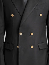 DoubleBreastedSuitBlazerJetBlackGoldAccent_PeakLapel_9 - Zeve