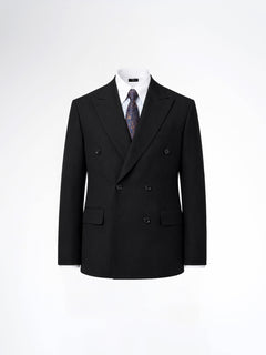 Double Breasted Suit Blazer - Midnight Black (Regular Fit)
