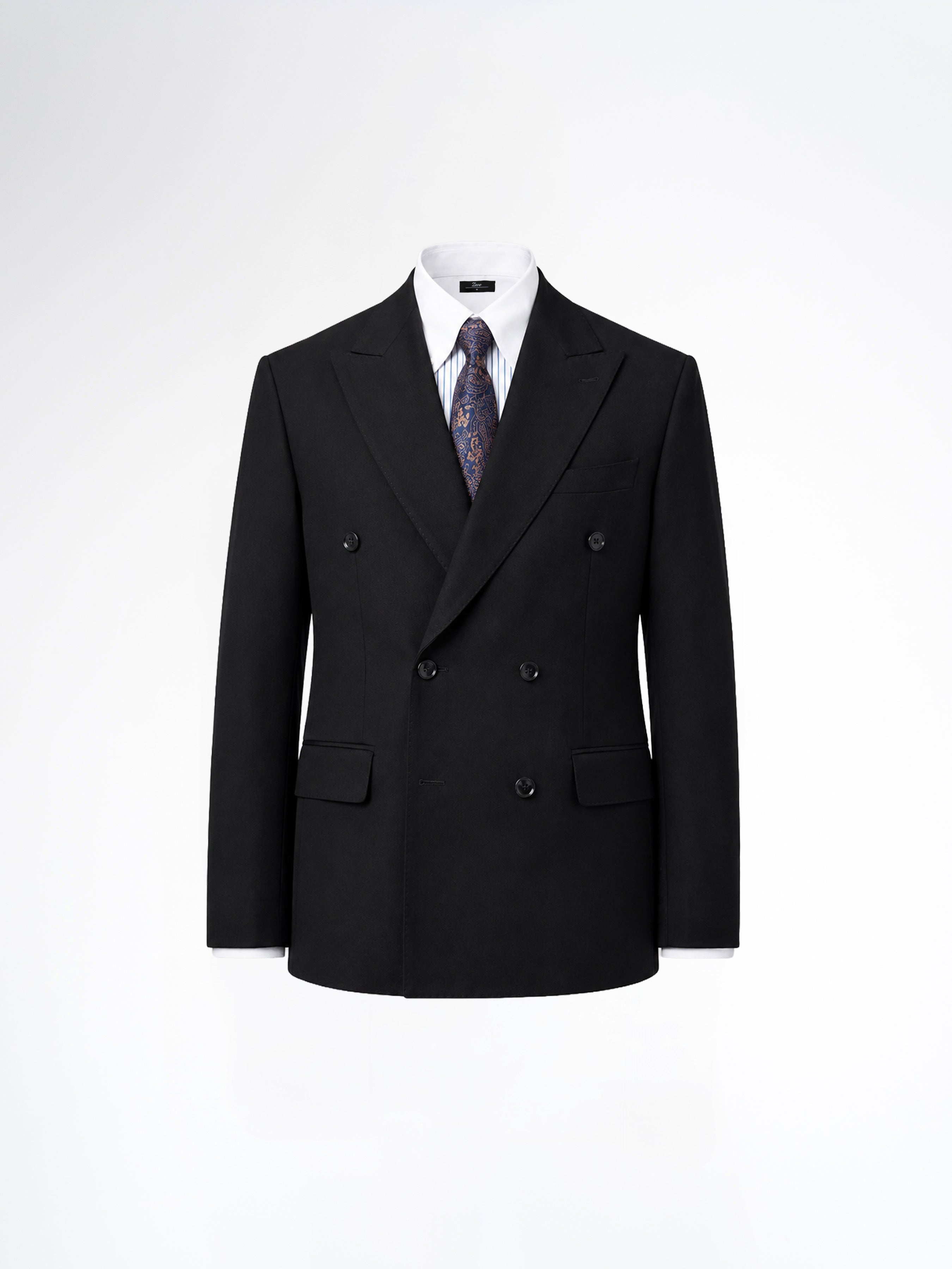 Double Breasted Suit Blazer - Midnight Black (Regular Fit)