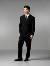Double Breasted Suit Blazer - Midnight Black (Regular Fit)