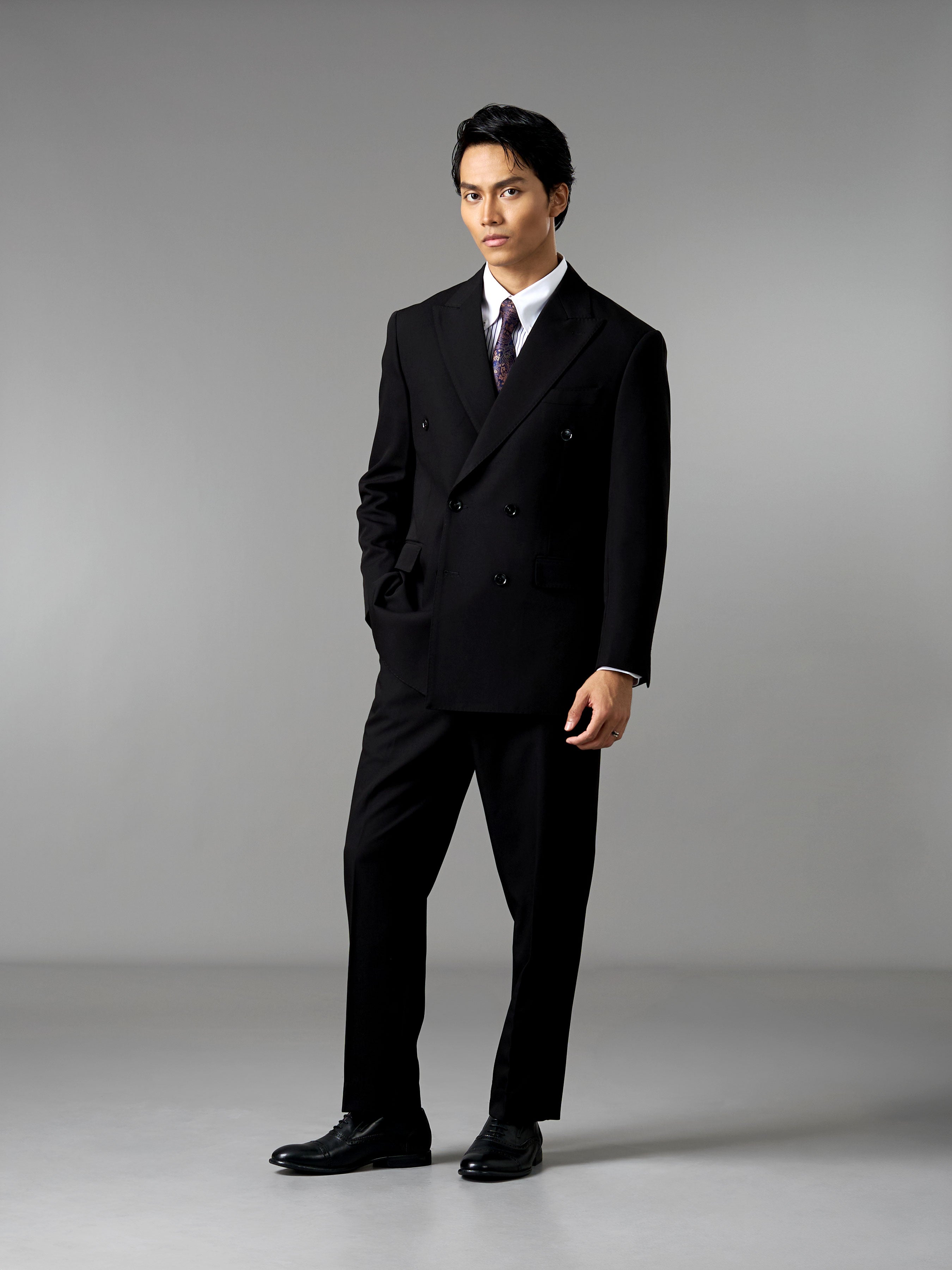 Double Breasted Suit Blazer - Midnight Black (Regular Fit)
