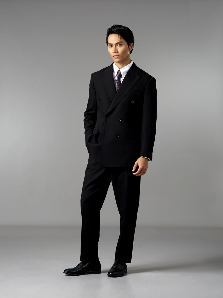 Double Breasted Suit Blazer - Midnight Black (Regular Fit)