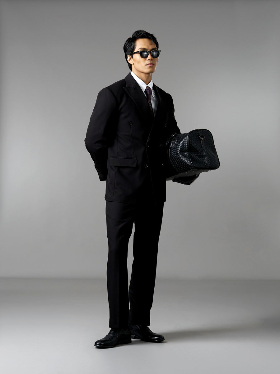 Double Breasted Suit Blazer - Midnight Black (Regular Fit)