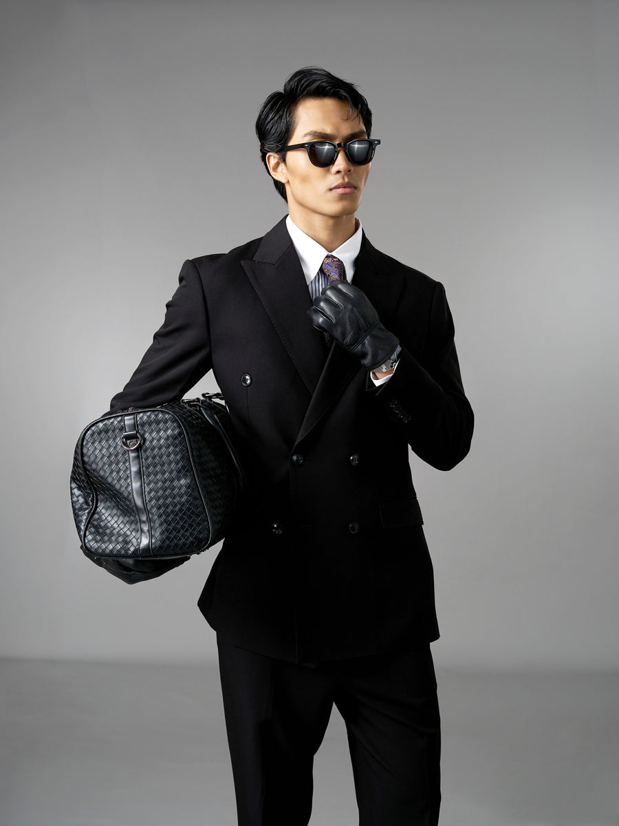 Double Breasted Suit Blazer - Midnight Black (Regular Fit)